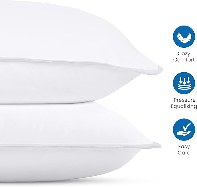 Utopia Bedding Bed Pillows for Sleeping (White), Queen Size, Set of 2, Hotel Pillow, Cooling Pillows for Side, Back or Stomach Sleepers