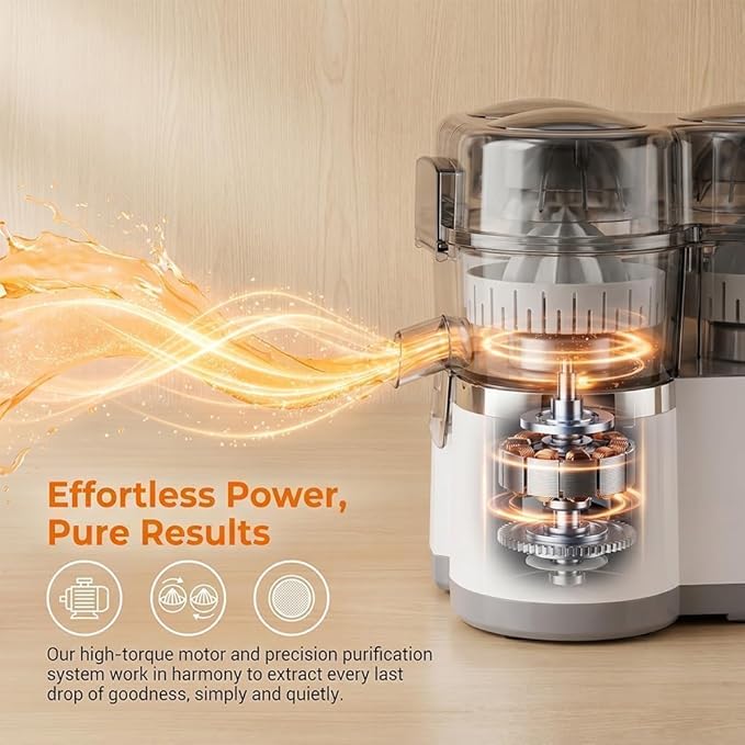 Dual-Head Automatic Citrus Juicer, 2026 New Detachable Dual-Head Electric Citrus Juicer with Built-in Cutter and Cleaning Brush, Electric Orange Juicer Machine for Kitchen (White)