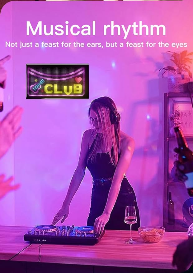 Flexible LED Display Screen, IP65 Waterproof PU+FPCB Material, Remote & App Control, for Indoor Advertising, Shop Window, Car Dealership Decoration (13 x 7.9in)