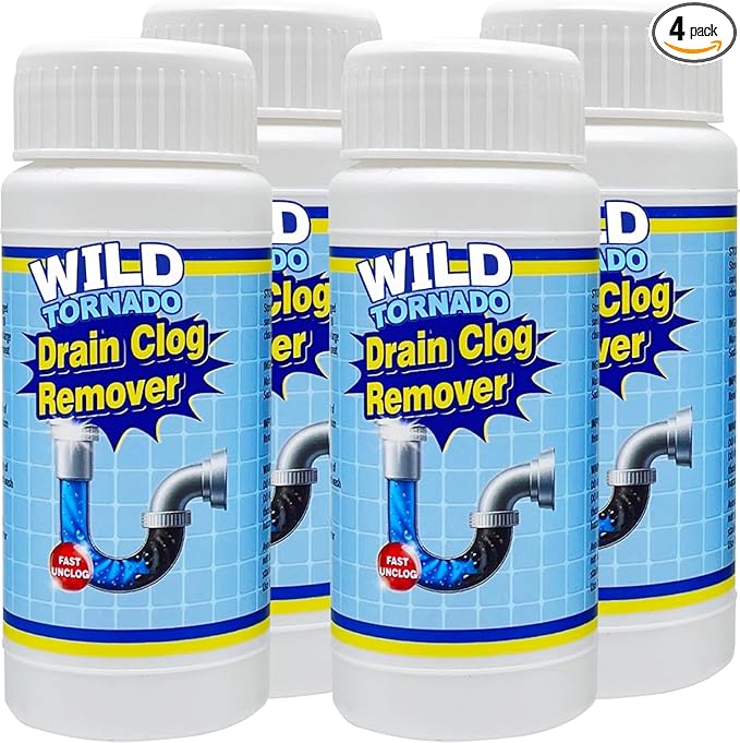 Wild Tornado Pipe Dredge, drain clog remover，Powerful Sink and Drain Cleaner, Fast Foaming for Kitchen and Pipes Cleaning Tool（4pcs）