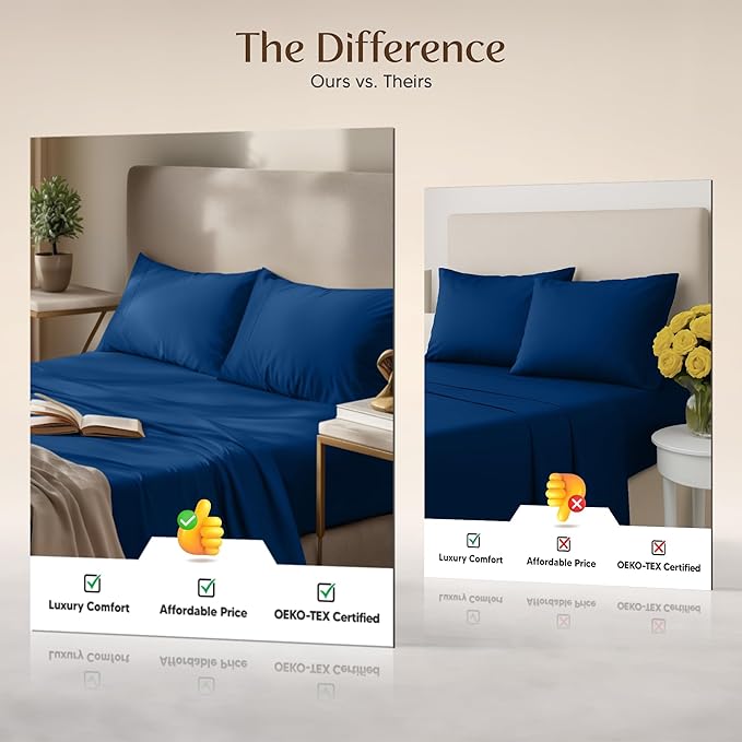 Utopia Bedding Full Size Sheet Set – 4 Piece Bed Sheets, Soft and Breathable Microfiber, Includes 1 Fitted Sheet, 1 Flat Sheet and 2 Pillowcases – Oeko Tex (Dusk Blue)