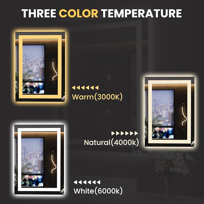 LOAAO 23.6"x31.5" LED Bathroom Mirror with Lights, Anti-Fog, Dimmable, Backlit + Front Lit, Lighted Bathroom Vanity Mirror for Wall, Memory Function, Tempered Glass, Safe to Use, ETL Listed