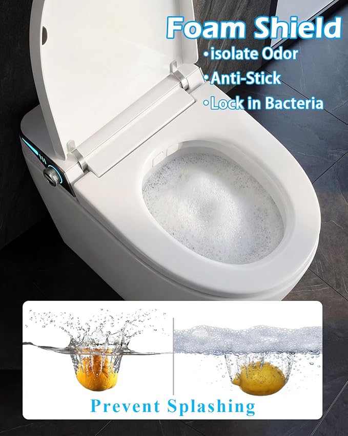 TOTTE Premium Smart Toilet with Bidet Built-in, 1000g MaP Flush Score, Foam Shield, ADA Comfort Height Heated Seat, Automatic Lid, Warm Air Dryer & Instant Warm Water, Tankless Toilet