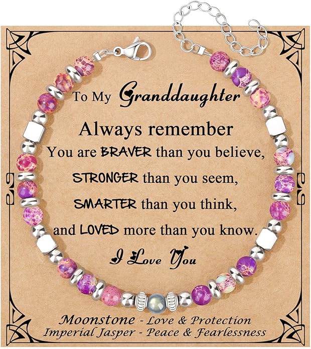 JoycuFF 𝗚𝗶𝗳𝘁𝘀 𝗳𝗼𝗿 𝗪𝗼𝗺𝗲𝗻 𝗠𝗼𝗼𝗻𝘀𝘁𝗼𝗻𝗲 𝗕𝗿𝗮𝗰𝗲𝗹𝗲𝘁 Amazonite Colorful Imperial Jasper Stainless Steel Beads Bracelets, Mothers Day Birthday Christmas Valentines Graduation Gifts