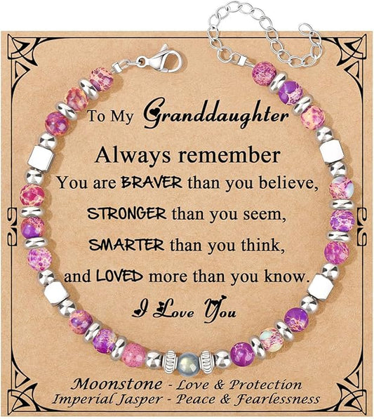 JoycuFF 𝗚𝗶𝗳𝘁𝘀 𝗳𝗼𝗿 𝗪𝗼𝗺𝗲𝗻 𝗠𝗼𝗼𝗻𝘀𝘁𝗼𝗻𝗲 𝗕𝗿𝗮𝗰𝗲𝗹𝗲𝘁 Amazonite Colorful Imperial Jasper Stainless Steel Beads Bracelets, Mothers Day Birthday Christmas Valentines Graduation Gifts