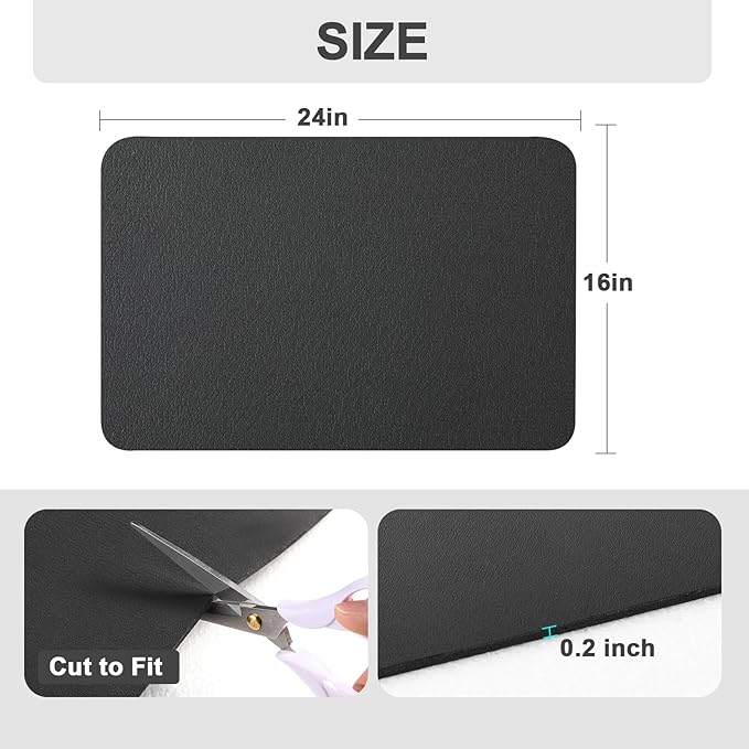 Ecotrim Absorbent Coffee Mat , Stain Hiding PU Leather Surface, Non-Slip Natural Rubber Backing, Quick Dry Mat for Espresso Machine, Kitchen Counter ,Black | 16" x 24"