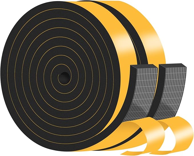 Weather Stripping Door Seal,Weather Stripping,Soundproof,Cold Insulation,High Density CR Foam Insulation Tape for Door, Front Door Frame, Windows,Sliding Door (Black, 3/4 in x 5/16 in x 13Ft)
