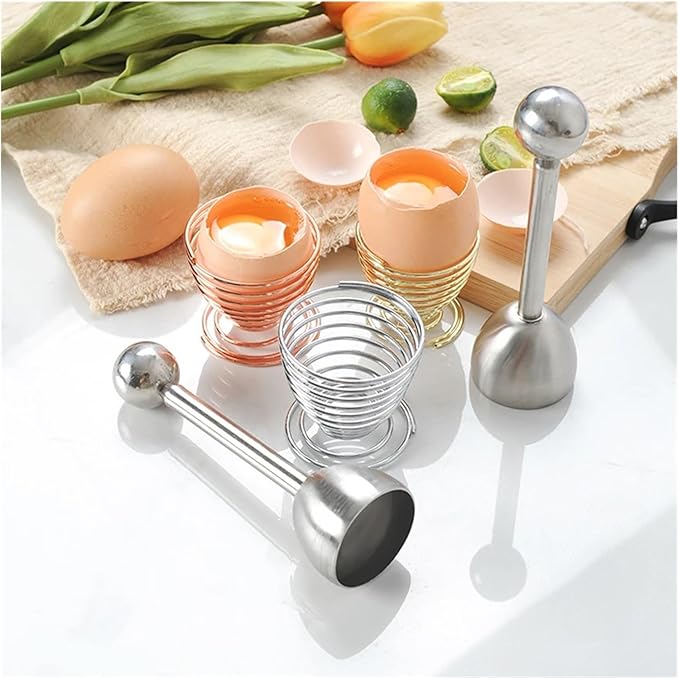 Stainless Steel Egg Topper, Eggshell Cutter Cracker Opener Remover, Multipurpose Egg Cup Kitchen Gadget(Rose Gold)