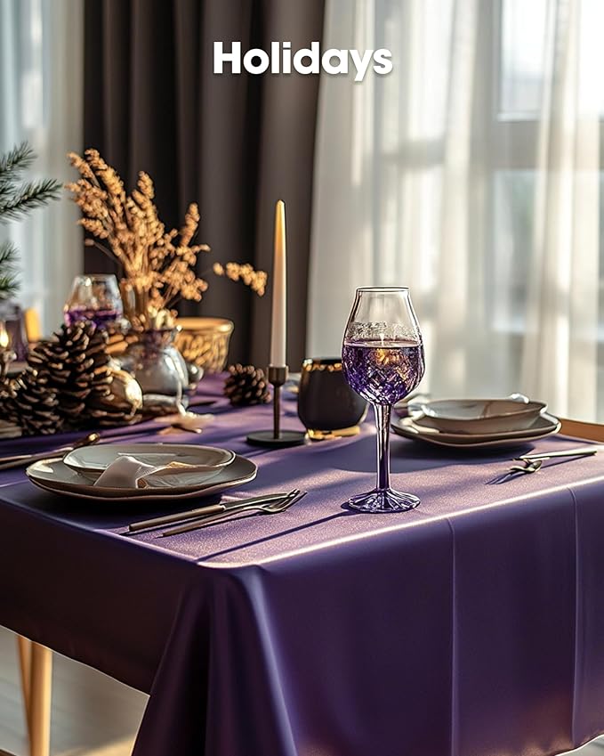 Pureegg Plastic Table Cloth Disposable 20 Pack, 54 x 108 Inch Table Cloths, Graduation Decorations Class of 2025, Graduation Party Tablecloths, Rectangle, Plastic Cover, Leakproof & Sturdy, Purple