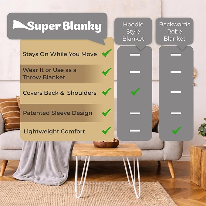Super Blanky Wearable Blankets for Women, Adult Wearable Blanket Men, Mother's Day Gifts for Her, Wife Birthday Gift Ideas
