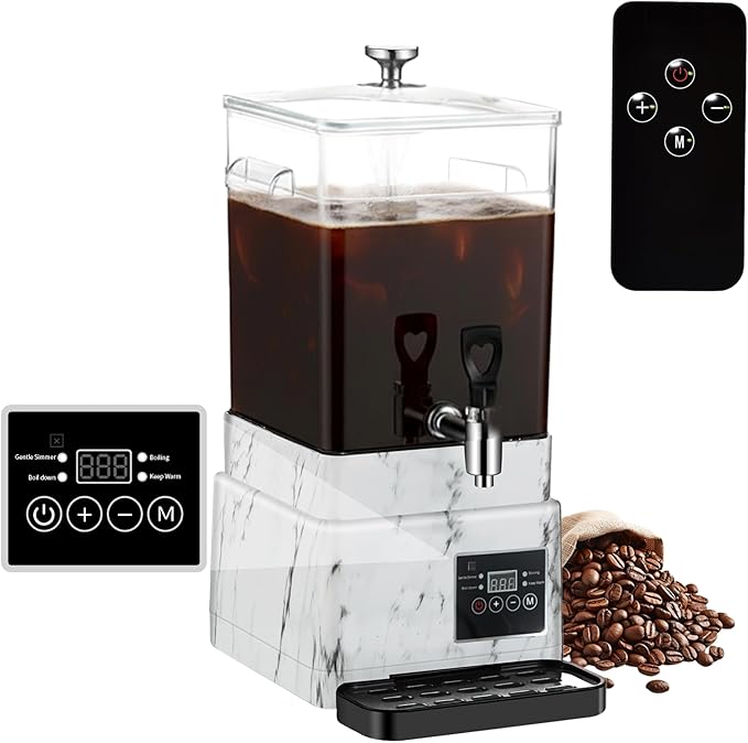 Commercial Coffee Urn Hot Beverage Dispenser Coffee Maker, Food-grade Plastic 10 L 65 Cups, Hot Chocolate Machine, Electric Percolator for Catering Hot Water for Hot Cocoa, Drink, Tea, Juice