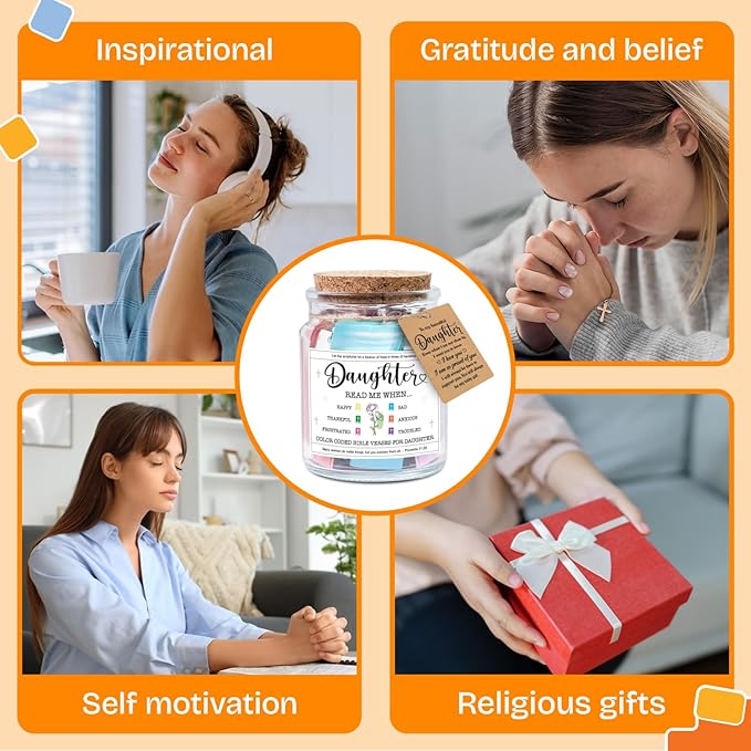 NewEleven Mothers Day Gifts for Daughter - Inspirational, Birthday, Confirmation Gifts For Daughter, Teen Girl, Adult Daughters - Daughters Birthday Gift Ideas From Mom, Dad - Bible Verse Jar