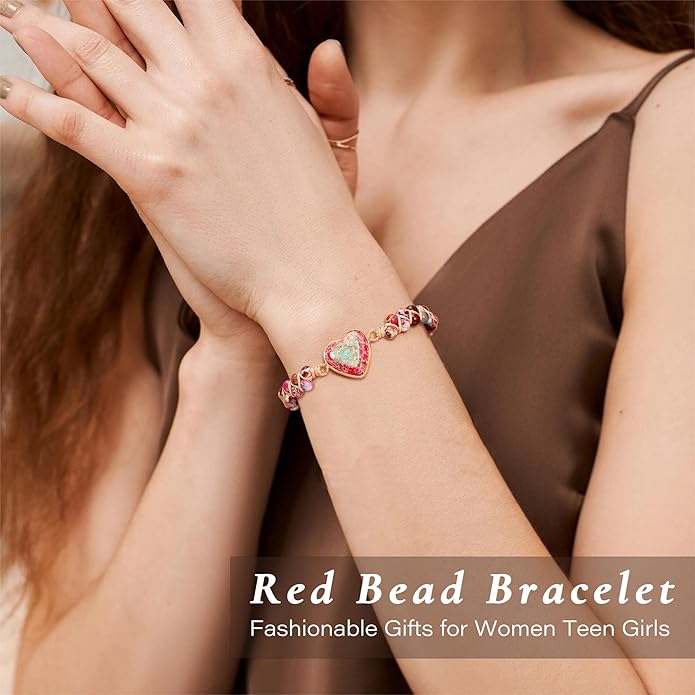 Mothers Day Gifts for Daughter Granddaughter, To My Mom Grandma Wife Girlfriend Sister Jasper Heart Bracelets Birthday Anniversary Christmas Stocking Stuffers Valentines Day Jewelry