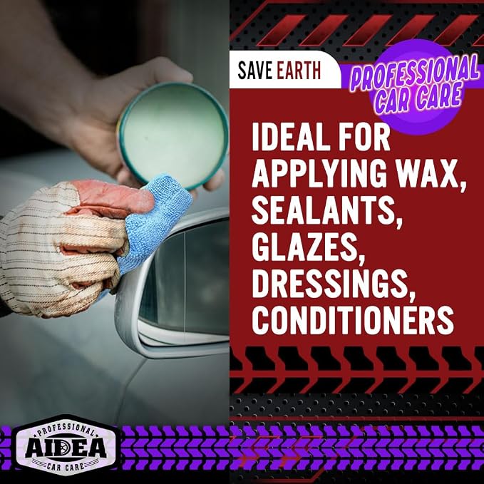 AIDEA Microfiber Applicator Pads-2Pack, Car Wash Sponge, Premium Microfiber Sponge and Cleaning Pads, Perfect for Effortless Wax, Sealant, and Conditioner Application - Blue