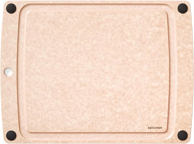 Epicurean All-In-One Cutting Board with Non-Slip Feet and Juice Groove, 17.5" × 13", Natural/Black