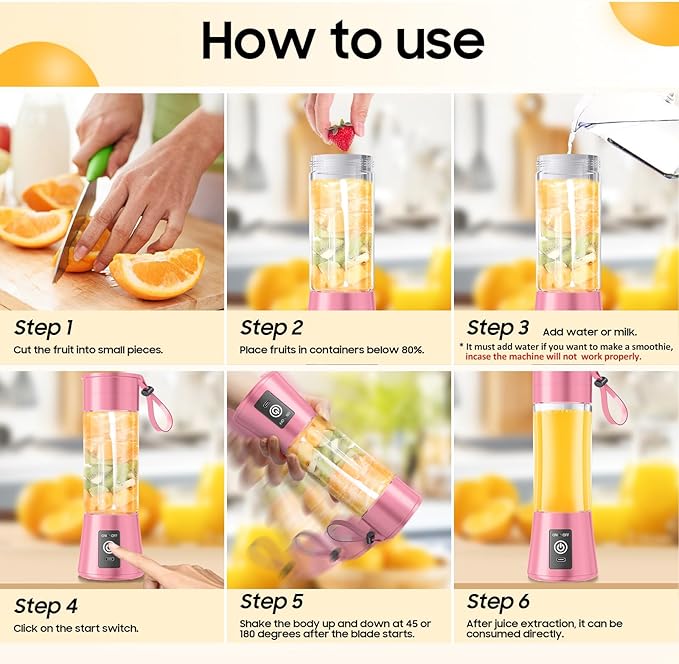 2026 Newly Upgraded Portable Smoothie Blender - Cordless Personal Blender Type-C Rechargeable, 13Oz Juice Cup BAP Free, 20,000Rpm Speed Powerful Blending, Freshly Squeezed in Sports/Office
