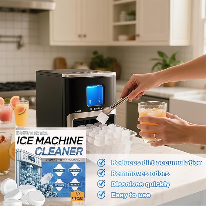 Ice Machine Cleaner and Descaler Tablets, 24/36 Clean Tablets Compatible with Frigidaire, Opal, GE Profile, Kitchenaid, Nickel Safe Scale Remover for Countertop/Ice Makers, Descaler & Odor Eliminator