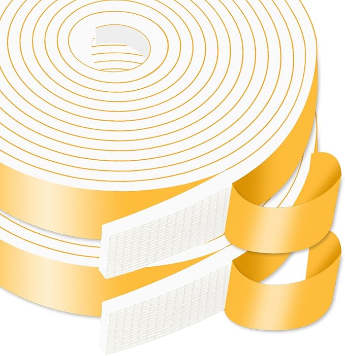 Weather Stripping Door Seal Strip,Front Door Weather Stripping,Insulation Tape for Door Frame,Window,Air Conditioner (White,1 in x 1/4 in x 26Ft)