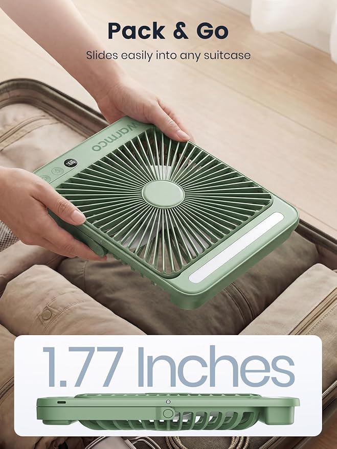 Warmco 20000mAh Battery Powered Fan, 8-Inch Ultra-Slim Portable Camping Fan with LED Lantern, Up to 48H Runtime Rechargeable Desk Fan for Bedroom, Outdoor, Tent, Travel, Cruise Ship Essentials