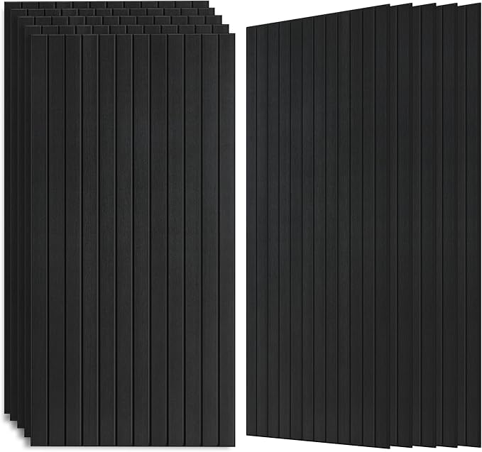 Wood Veneer Sound Panels, 10 Pack 47.2”x23.6” Wall Panels, Decorative Acoustic Panels for Walls, for Office,Home Theater,Studio,Living Room, Smoky(Mitred)