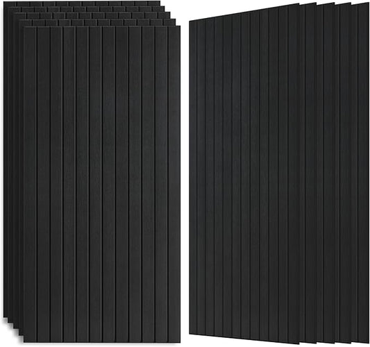 Wood Veneer Sound Panels, 10 Pack 47.2”x23.6” Wall Panels, Decorative Acoustic Panels for Walls, for Office,Home Theater,Studio,Living Room, Smoky(Mitred)