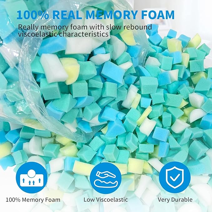 Welacer 25lbs Bean Bag Filler, Shredded Memory Foam Filling for Pillow Stuffing Cushion Arts Crafts Refill, Without Added Gel Particles, Premium Soft and Great for Stuffing (Multi Color and Pack of 5)