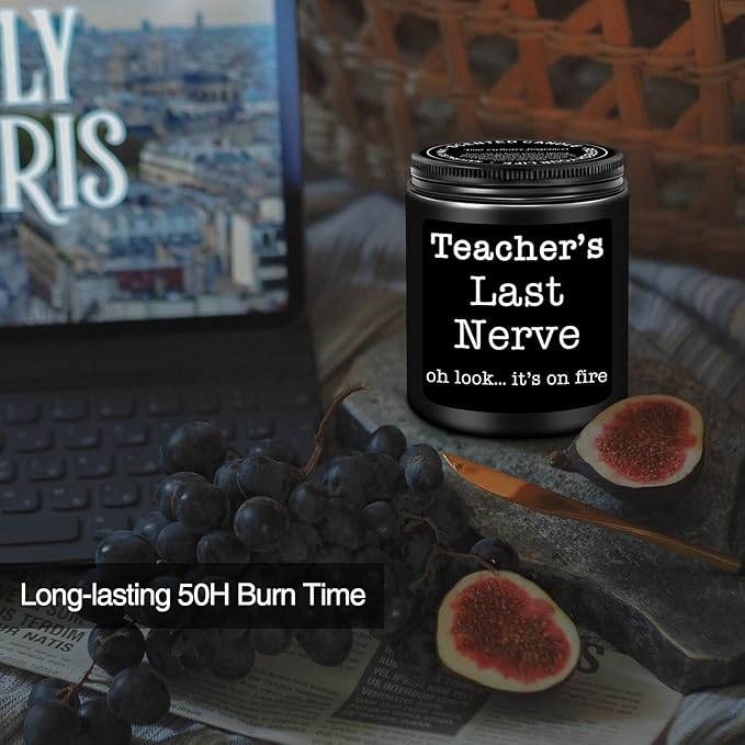 Homsolver Teacher Appreciation Gifts for Women Men, Christmas Birthday Valentines Retirement Thanksgiving Teachers' Day Graduation Season, Teacher’s Last Nerve Scented Candles