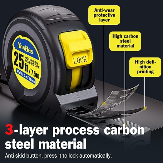 Tape Measure 25 ft, 10 Pack Bulk Easy Read Measuring Tape Retractable, Measurement Tape 25 FT by 1 in