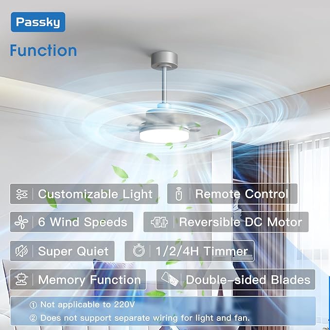 72 inch Ceiling Fans with Lights, Large Modern Ceiling Fan with Light and Remote Control, Reversible, Dimmable, 3CCT, Quiet, Nickel Ceiling fan For Bedroom Living Room Patio Farmhouse, Indoor/Outdoor