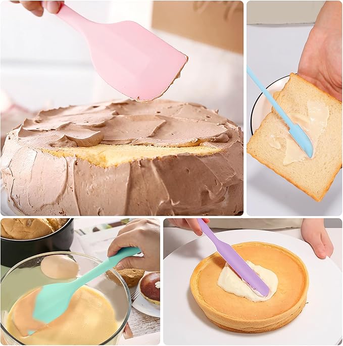 5 Piece Multicolor Silicone Spatula Set, Heat Resistant Rubber Spatulas Set, Silicone Kitchen Utensils Set Dishwasher Safe for Nonstick Cookware Baking Cooking