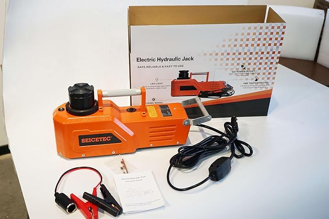 Electric Car Jack 15 Ton, 12V Heavy-Duty Hydraulic Jack with LED Light, Electric Floor Jack for Truck SUV RV Van, Lifting Range 7.9–20.5 Inches