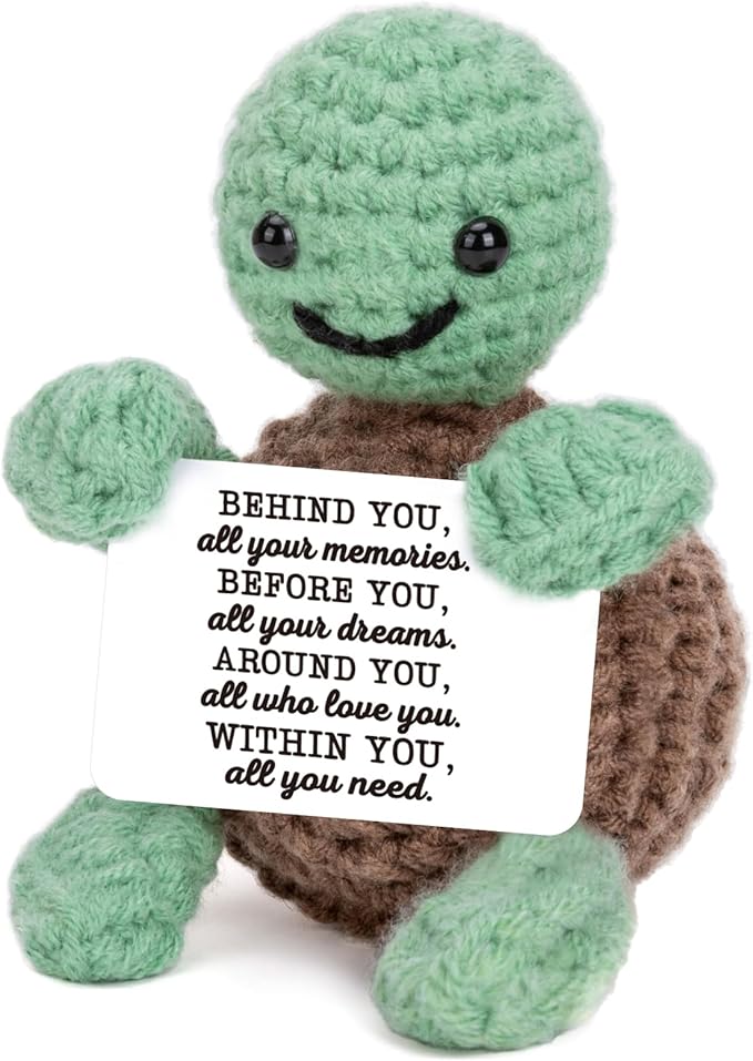 4THFARMES Mini Funny Turtle Graduation Gifts for Her Him College High Middle Elementary School Preschool Kindergarten Graduation Gifts, 2026 Graduates Handmade Emotional Positive Crochet Turtle