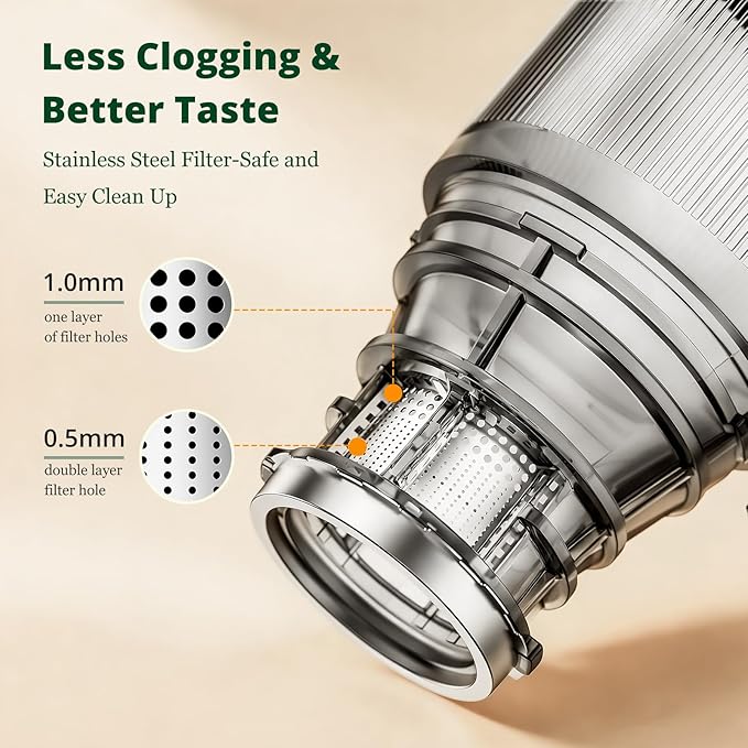 LINKChef Cold Press Juicer Machines, 4.53" Diameter juicers Whole Fruit and Vegetable, 200W Masticating Slow Juicer with Automatic Cutting, BPA-Free, Easy Cleanup & Assembly, Lightweight, Black