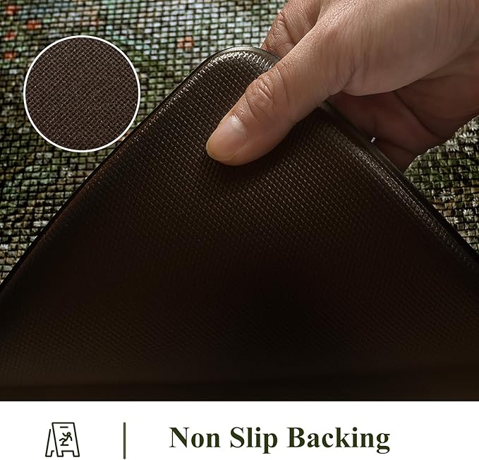 Collive Kitchen Mats Cushioned Anti Fatigue, Waterproof Kitchen Floor Mat Non Slip Desk Rugs Comfort Standing Rug for Sink, Office, Laundry, Home Decor, Dark Green