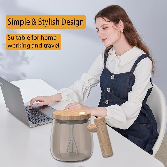 Self Stirring Mug, Electric Mixing Cup Self Stirring Coffee Mug High Borosilicate Glass Mixing Coffee Mug Rotating Home Office Travel Stirring Cup Suitable for Coffee/Milk/Protein Powder
