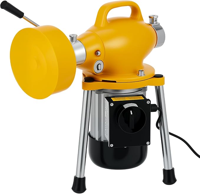 Electric Sewer Snake Drain Auger, Drain Cleaner Machine with 66FT x 5/8" & 16FT x 3/5" Steel Cables, 6 Cutters, 500w Power Auto Feed Pipe Snake for 1.6"-4" 500 w 400 RPM for Sink Toilet Drainage