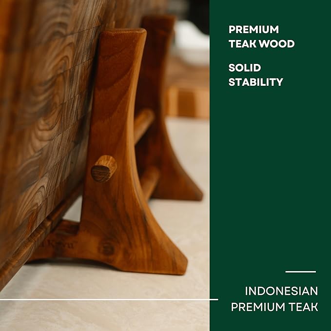 Chopping Board Stand – Teak Wood – Premium Handmade Holder Organizer for Boards, Drying Rack, Single or Dual Slot, Fits Thick Boards, Air-Dry Base (1 Slot (2.4 in Thickness) - 2 Pieces)
