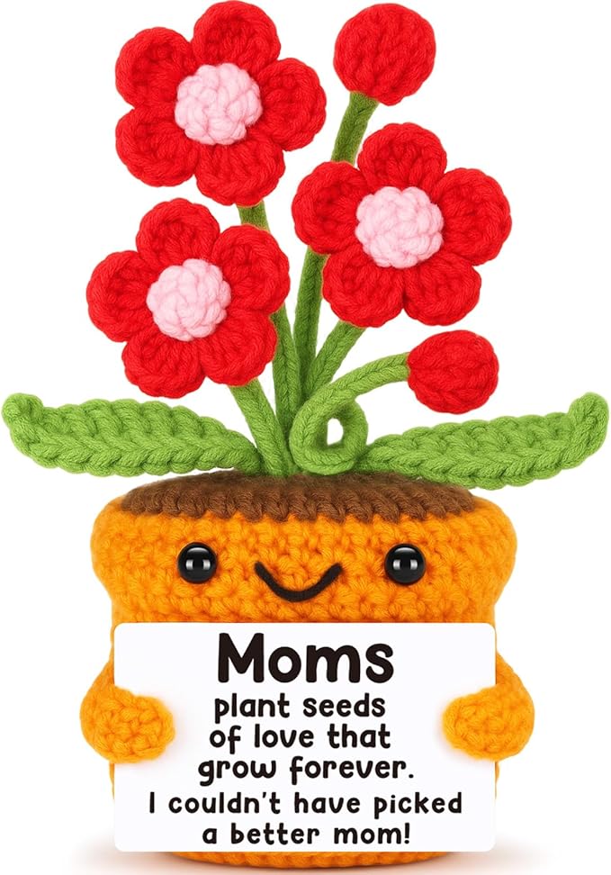 Agantree art Mothers Day Birthday Gifts for Mom from Daughter Son, Birthday Mother's Gifts for Mom Handmade Crochet Plant Flower Decor for Mama Mother in Law Bonus Step Mothers Day