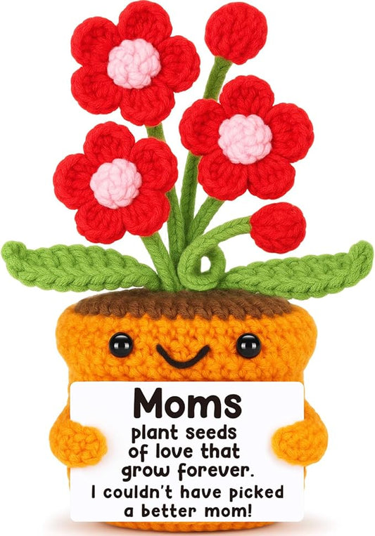 Agantree art Mothers Day Birthday Gifts for Mom from Daughter Son, Birthday Mother's Gifts for Mom Handmade Crochet Plant Flower Decor for Mama Mother in Law Bonus Step Mothers Day
