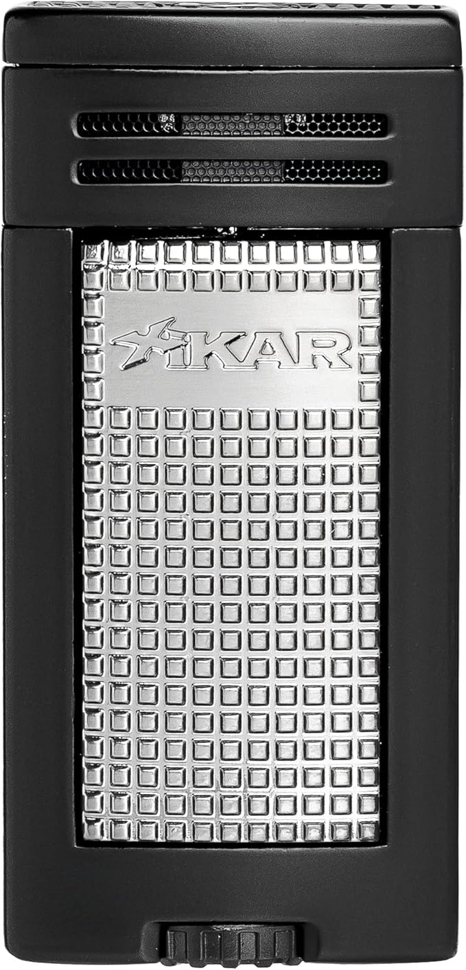 XIKAR® Ion Double-Jet Flame Cigar Lighter. with Textured Trigger Button and a Safety Mechanism. (Black)