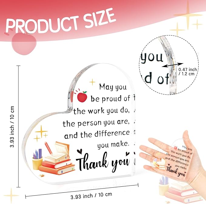 Teacher Appreciation Gifts, Teacher Gifts for Women, End of Year Teachers Gift, Thank You Teacher Gift for Birthday Valentines Day Teacher Christmas Gifts from Student Desk Home Office Decor