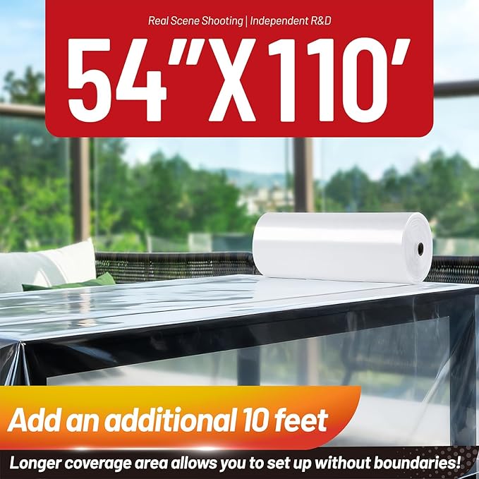 Plastic Table Cloth, 110 Ft X 54 in Disposable Tablecloth White Tablecloth Premium PEVA Plastic Table Cloth Disposable with Any Cut Sliding Cutters for Picnics, Parties, Birthdays, Weddings