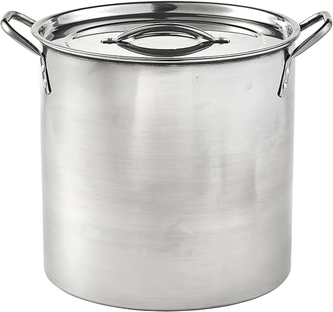 IMUSA 16 Qt Stainless Steel Stock Pot with Riveted Handles for Soups | Mirror-Polished Finish, Riveted Handles with Lid, Ideal for Soups and Stews