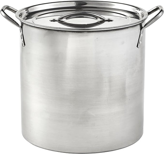 IMUSA 16 Qt Stainless Steel Stock Pot with Riveted Handles for Soups | Mirror-Polished Finish, Riveted Handles with Lid, Ideal for Soups and Stews