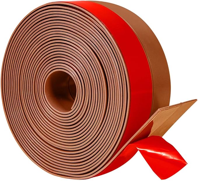 Silicone Weather Stripping 1 inch Width 20 Feet Length, Seal for Door Under Bottom, Gap, Side, Glass Shower Door, Sliding Door,Windows, Brown