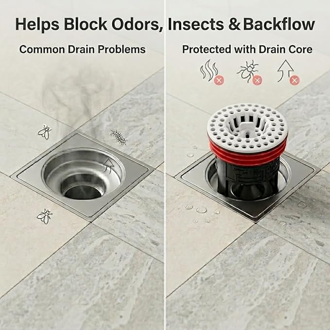 Magnetic Floor Drain Core Insert, Odor-Proof Shower Drain Insert for Bathroom, Stops Sewer Smell, Insects & Backflow, Self-Sealing Design, Fits Most Standard Floor Drains (1.45-2 in)