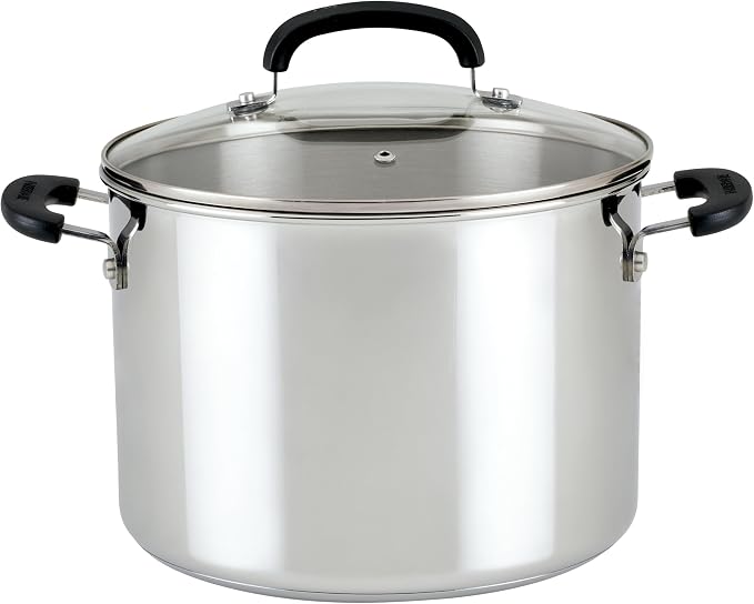 Farberware Brilliance Stainless Steel Stock Pot with Lid, 8 Quart