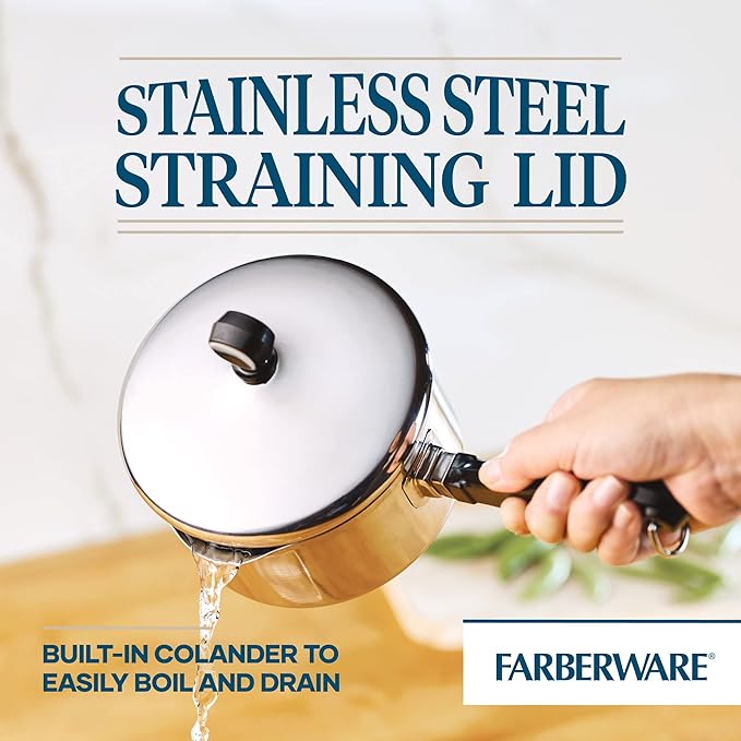 Farberware Classic Stainless Steel 1-Quart Covered Straining Saucepan