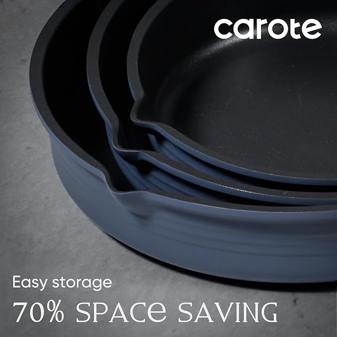 CAROTE 30-Piece Titanium Cookware Set, Nonstick Pots and Pans Set with Detachable Handle, RV Kitchen Cooking Set, Camping Use, Induction Compatible, Dishwasher & Oven Safe