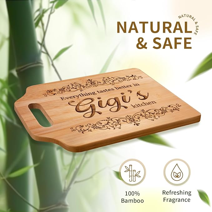 AceThrills Gigi Gifts for Grandma, Gigi Mothers Day Gifts for Gigi's Birthday - Engraved Bamboo Cutting Board 12.3"L × 8.7“W × 0.4"Th